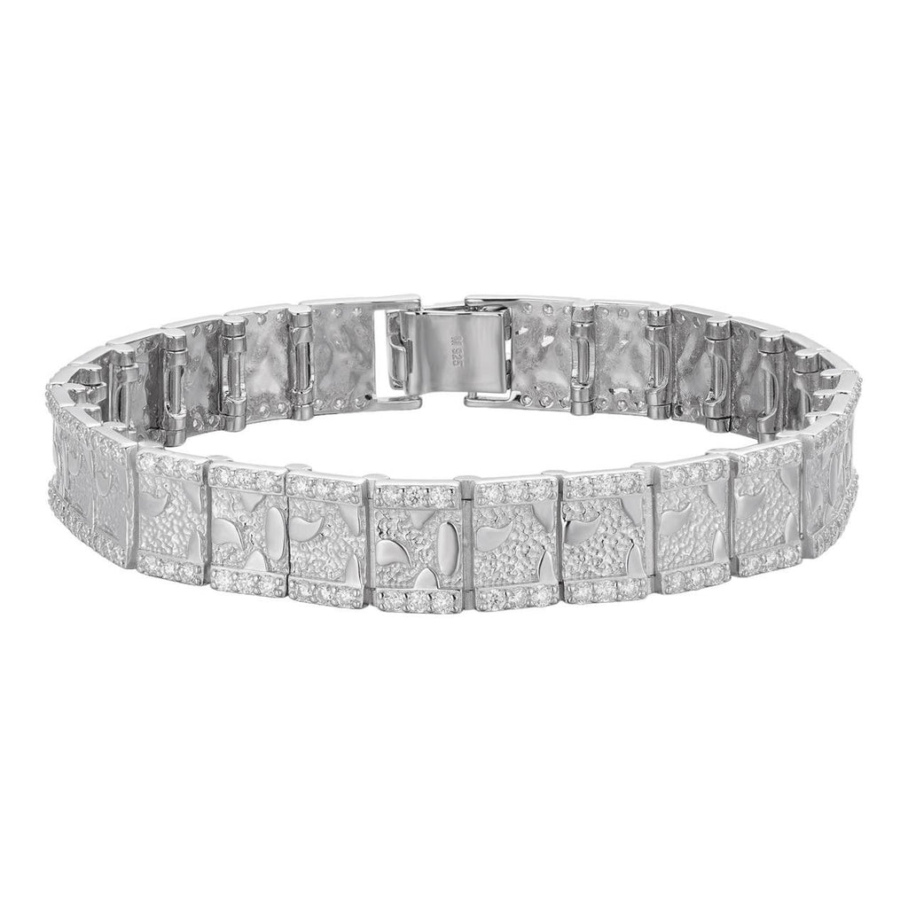 MOISSANITE Classic Nugget Bracelet Iced Out - 14k Gold Vermeil 925 Silver - 925 Silver - 8mm-16mm - 7"-8.5"