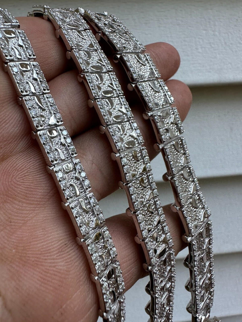 MOISSANITE Classic Nugget Bracelet Iced Out - 14k Gold Vermeil 925 Silver - 925 Silver - 8mm-16mm - 7"-8.5"