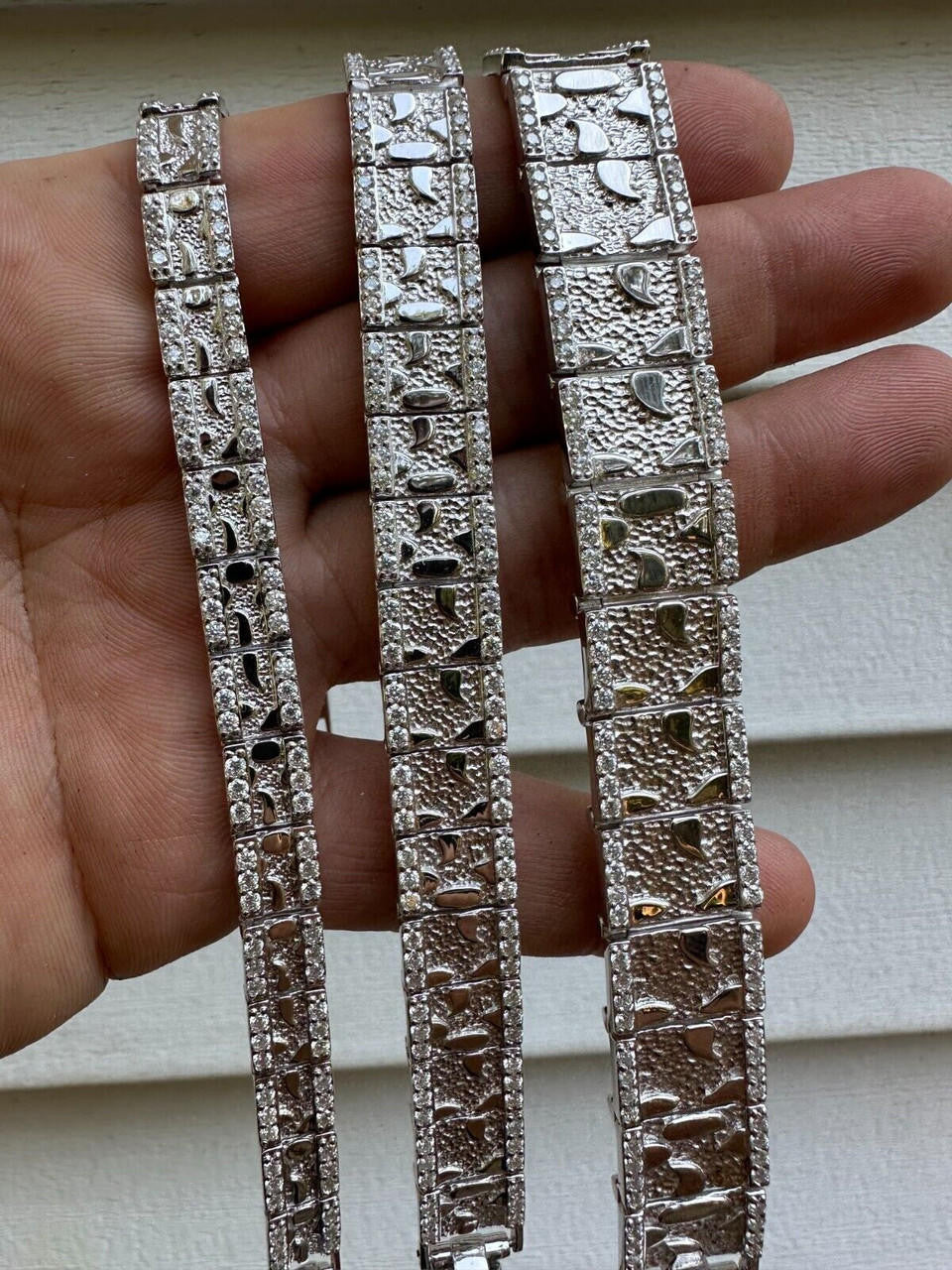MOISSANITE Classic Nugget Bracelet Iced Out - 14k Gold Vermeil 925 Silver - 925 Silver - 8mm-16mm - 7"-8.5"