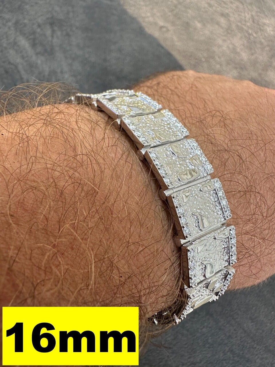 MOISSANITE Classic Nugget Bracelet Iced Out - 14k Gold Vermeil 925 Silver - 925 Silver - 8mm-16mm - 7"-8.5"