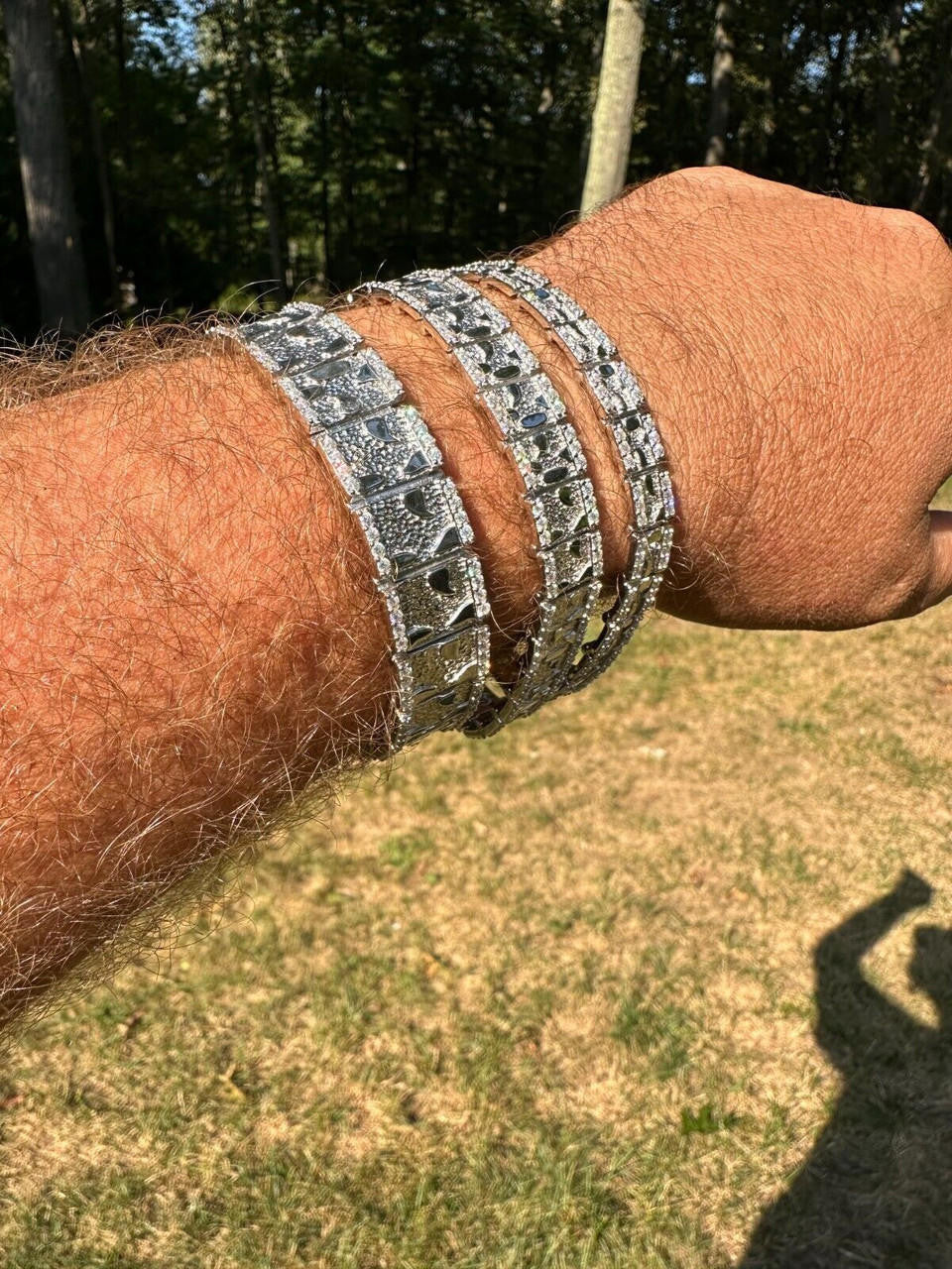 MOISSANITE Classic Nugget Bracelet Iced Out - 14k Gold Vermeil 925 Silver - 925 Silver - 8mm-16mm - 7"-8.5"