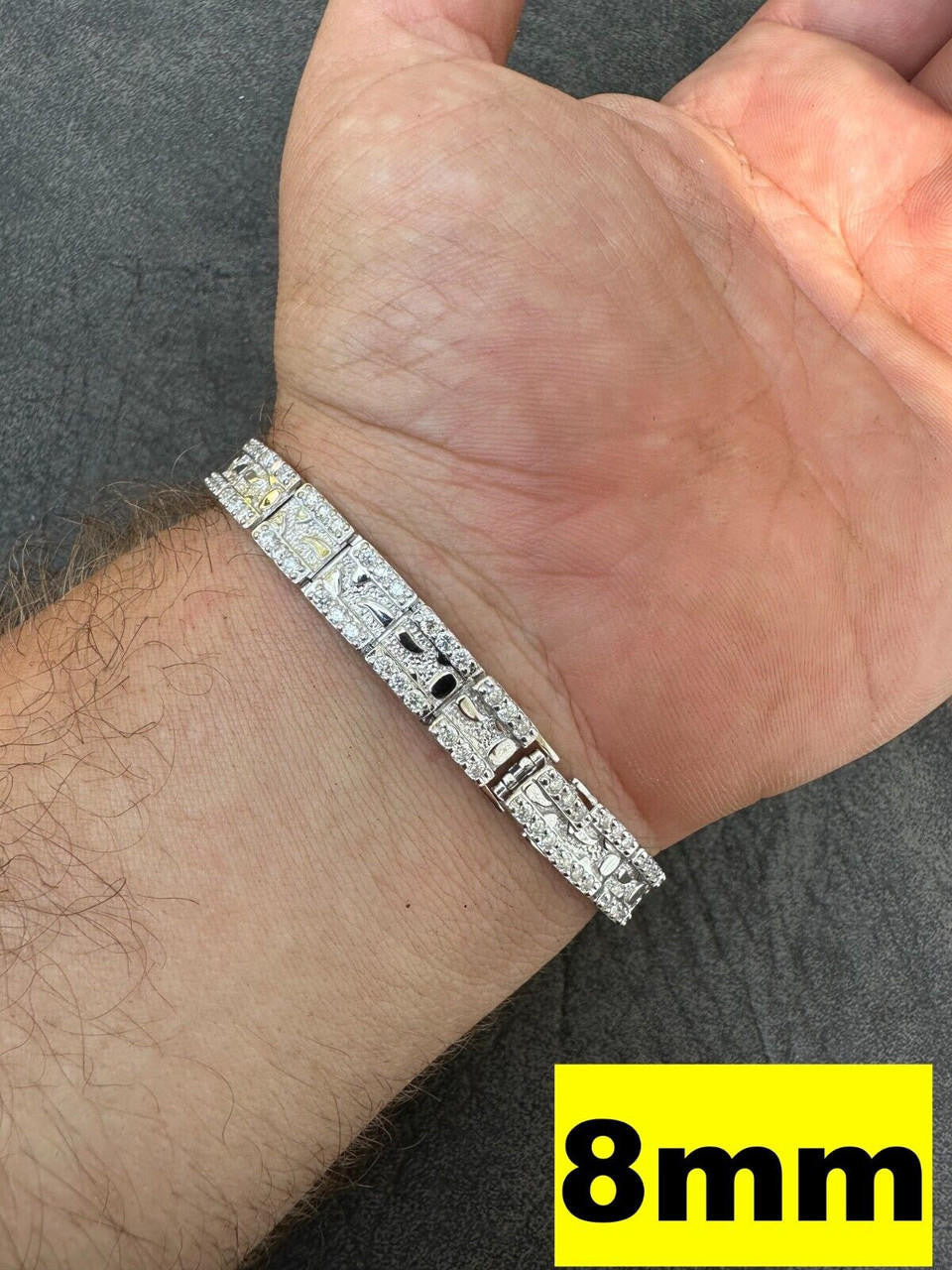 MOISSANITE Classic Nugget Bracelet Iced Out - 14k Gold Vermeil 925 Silver - 925 Silver - 8mm-16mm - 7"-8.5"