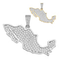 MOISSANITE Mexico Map Shape Pendant - 14k Gold Vermeil Or 925 Silver - Small 1.5"