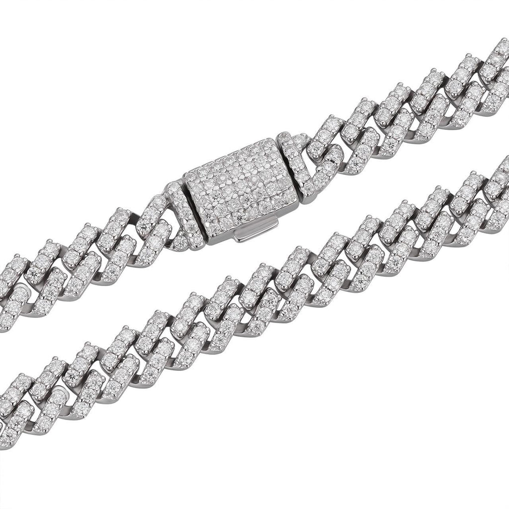 MOISSANITE Micro Prong Miami Cuban Link Chain Necklace Iced Out - 925 Silver - 5mm - 16" - 24"