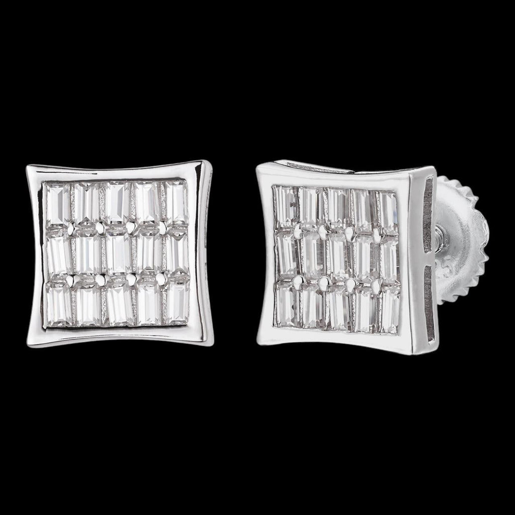 MOISSANITE Modern Baguette Kite Iced Out Earrings - 10k White Gold - 8mm
