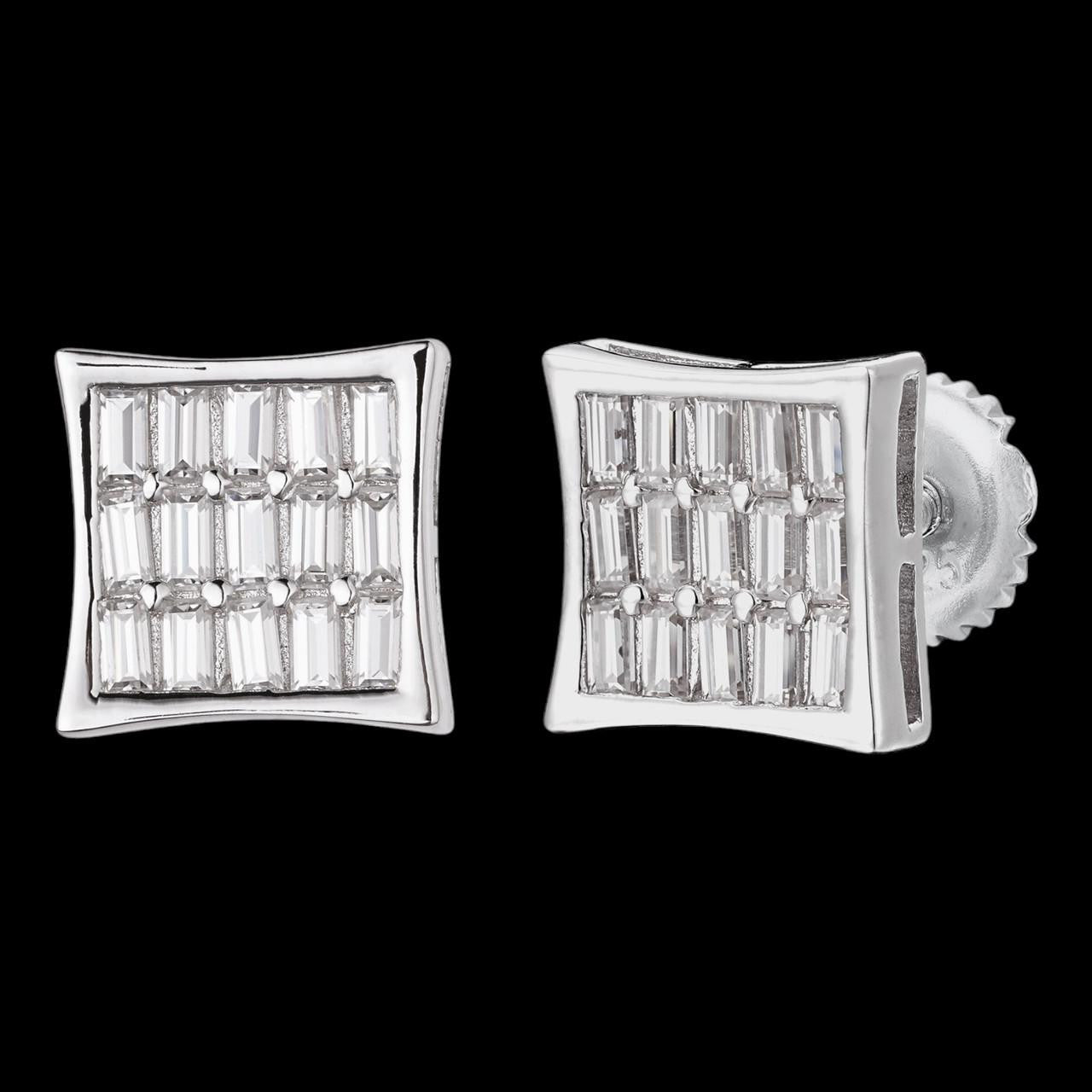 MOISSANITE Modern Baguette Kite Iced Out Earrings - 10k White Gold - 8mm