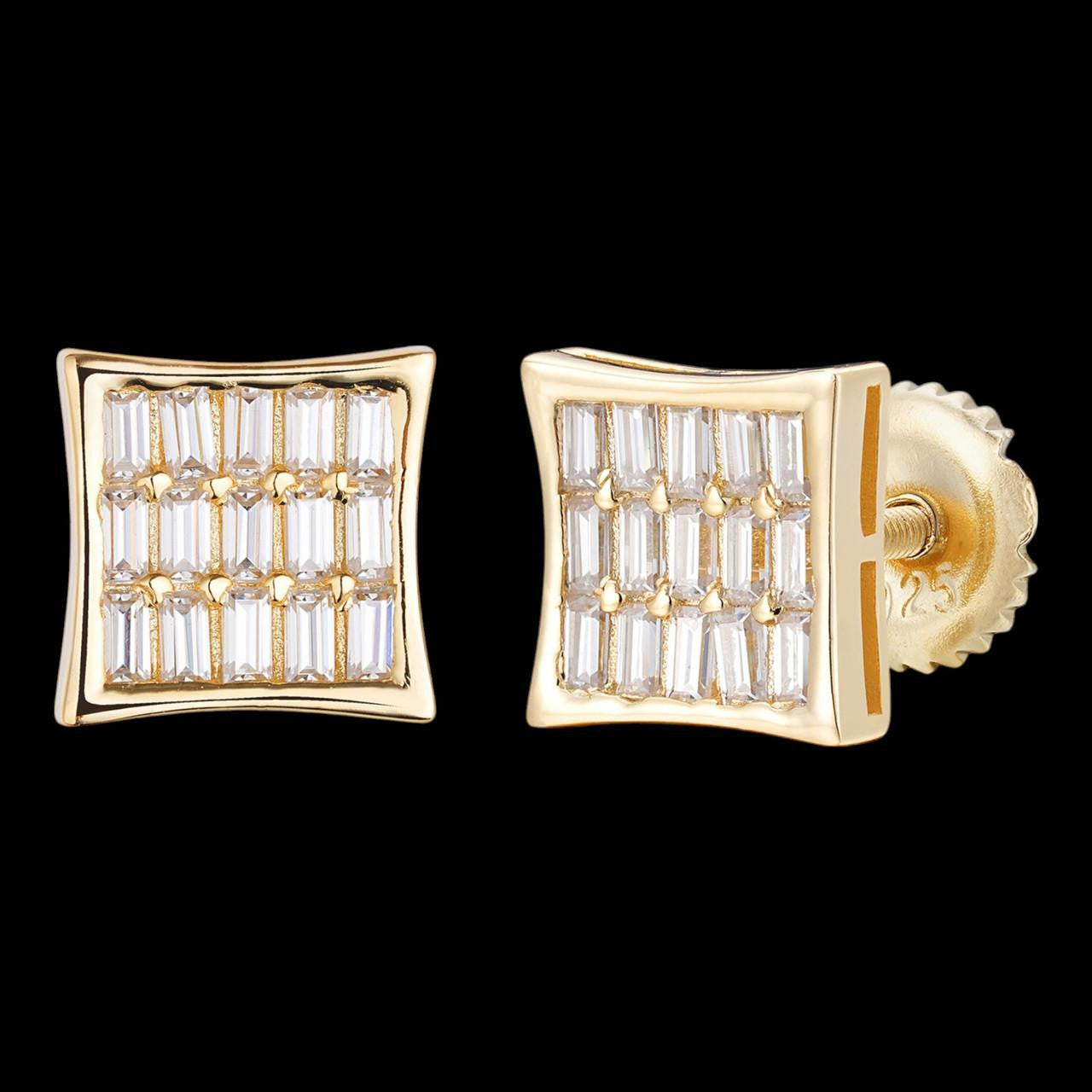 MOISSANITE Modern Baguette Kite Iced Out Earrings - 10k Yellow Gold - 8mm