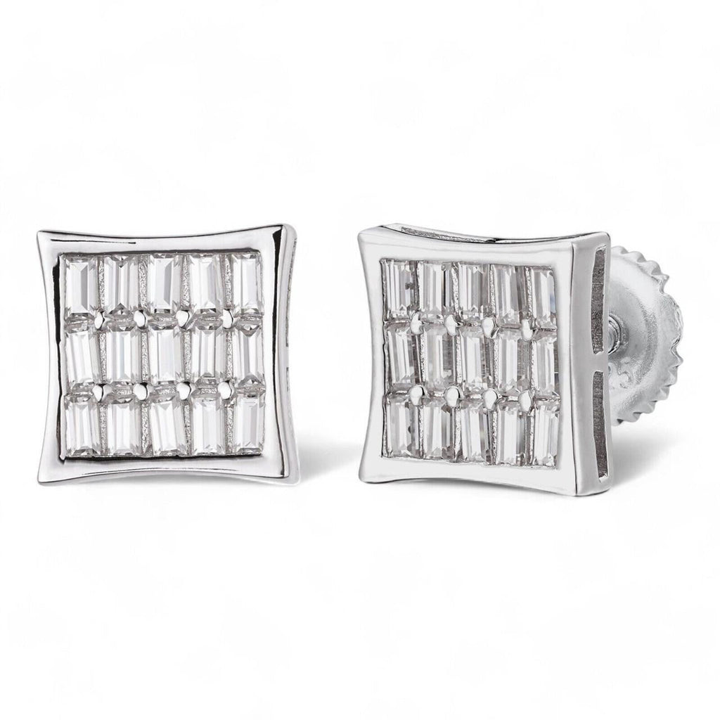MOISSANITE Modern Baguette Kite Iced Out Earrings - 925 Silver - 8mm