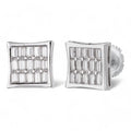 MOISSANITE Modern Baguette Kite Iced Out Earrings - 925 Silver - 8mm