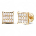 MOISSANITE Modern Baguette Kite Iced Out Earrings - 14k Gold Vermeil 925 Silver - 8mm