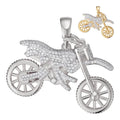 MOISSANITE Motorcycle Dirt Bike Pendant - 14k Gold Vermeil or 925 Silver - Medium 2"