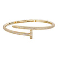 MOISSANITE Nail Bangle Bracelet Iced Out  - 14k Gold Vermeil 925 Silver - 6"-7.5"