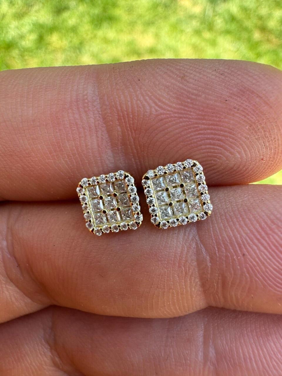 MOISSANITE Northern Ice Cartel Iced Out Earrings - 14k Gold Vermeil 925 Silver - 7mm
