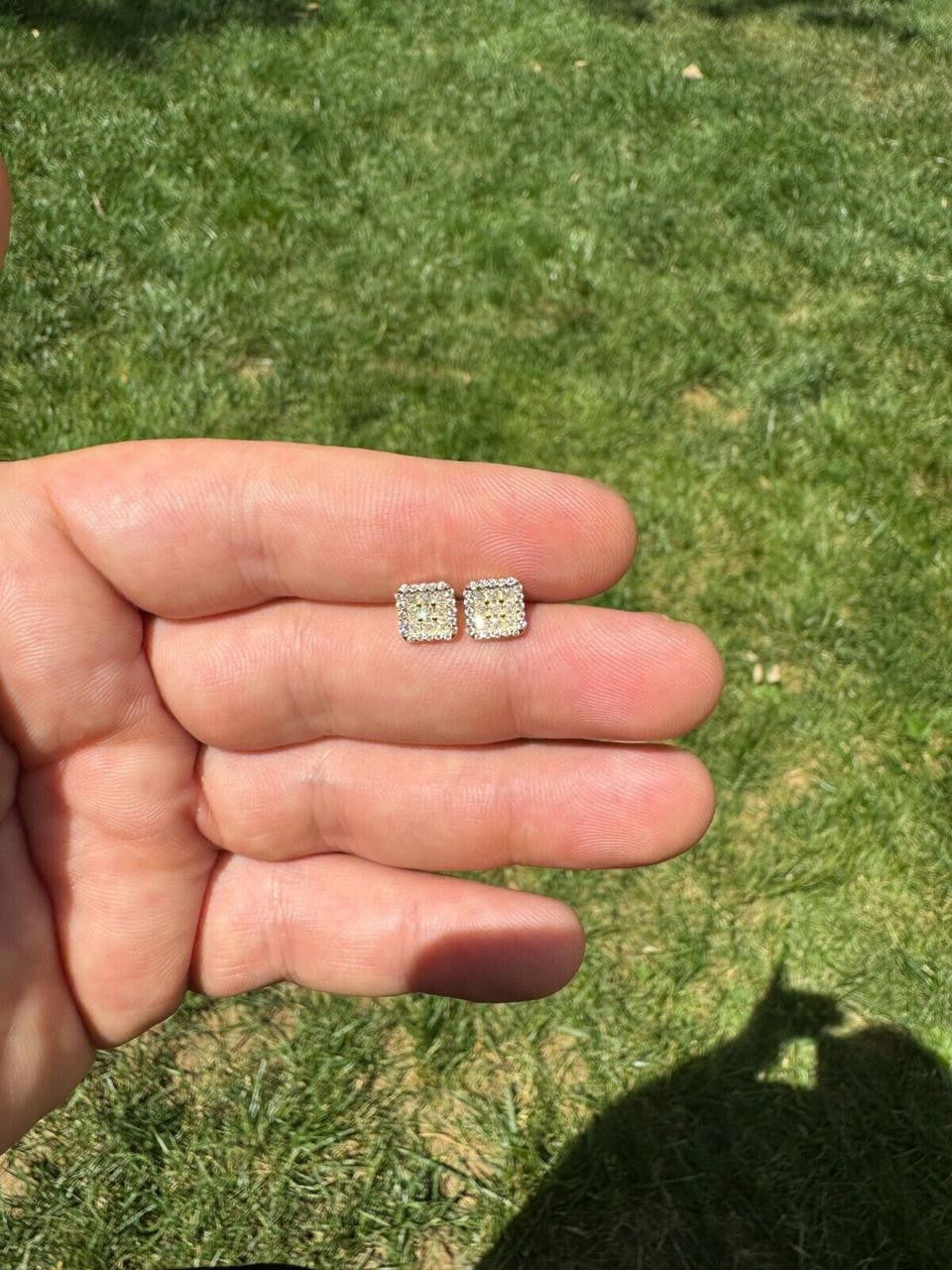 MOISSANITE Northern Ice Cartel Iced Out Earrings - 14k Gold Vermeil 925 Silver - 7mm