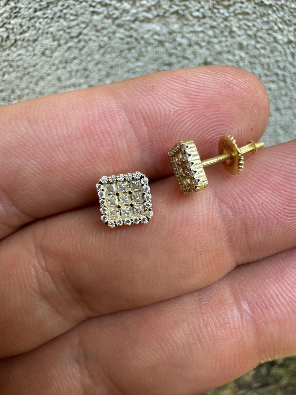 MOISSANITE Northern Ice Cartel Iced Out Earrings - 14k Gold Vermeil 925 Silver - 7mm