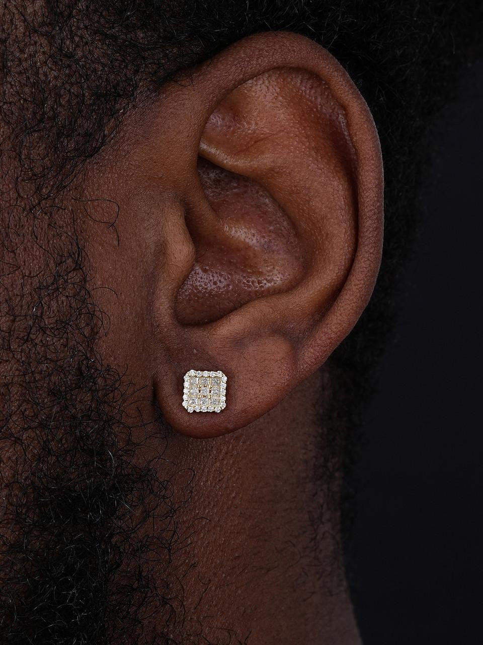 MOISSANITE Northern Ice Cartel Iced Out Earrings - 14k Gold Vermeil 925 Silver - 7mm