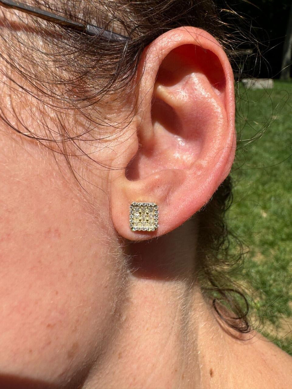 MOISSANITE Northern Ice Cartel Iced Out Earrings - 14k Gold Vermeil 925 Silver - 7mm