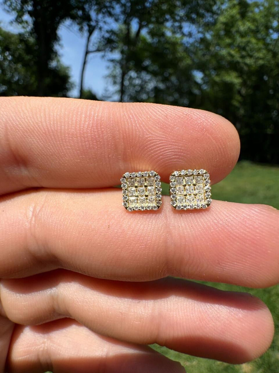 MOISSANITE Northern Ice Cartel Iced Out Earrings - 14k Gold Vermeil 925 Silver - 7mm