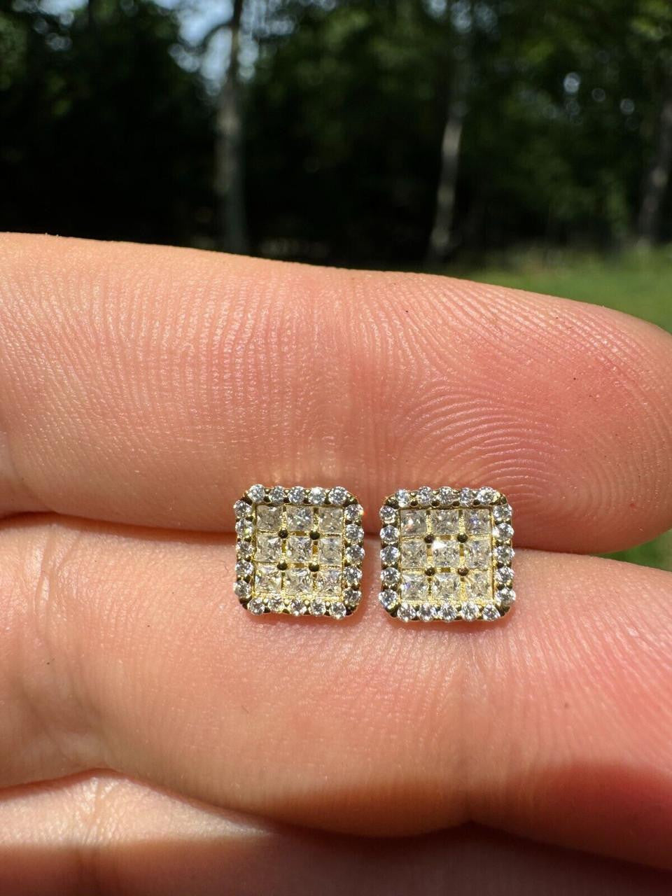 MOISSANITE Northern Ice Cartel Iced Out Earrings - 14k Gold Vermeil 925 Silver - 7mm
