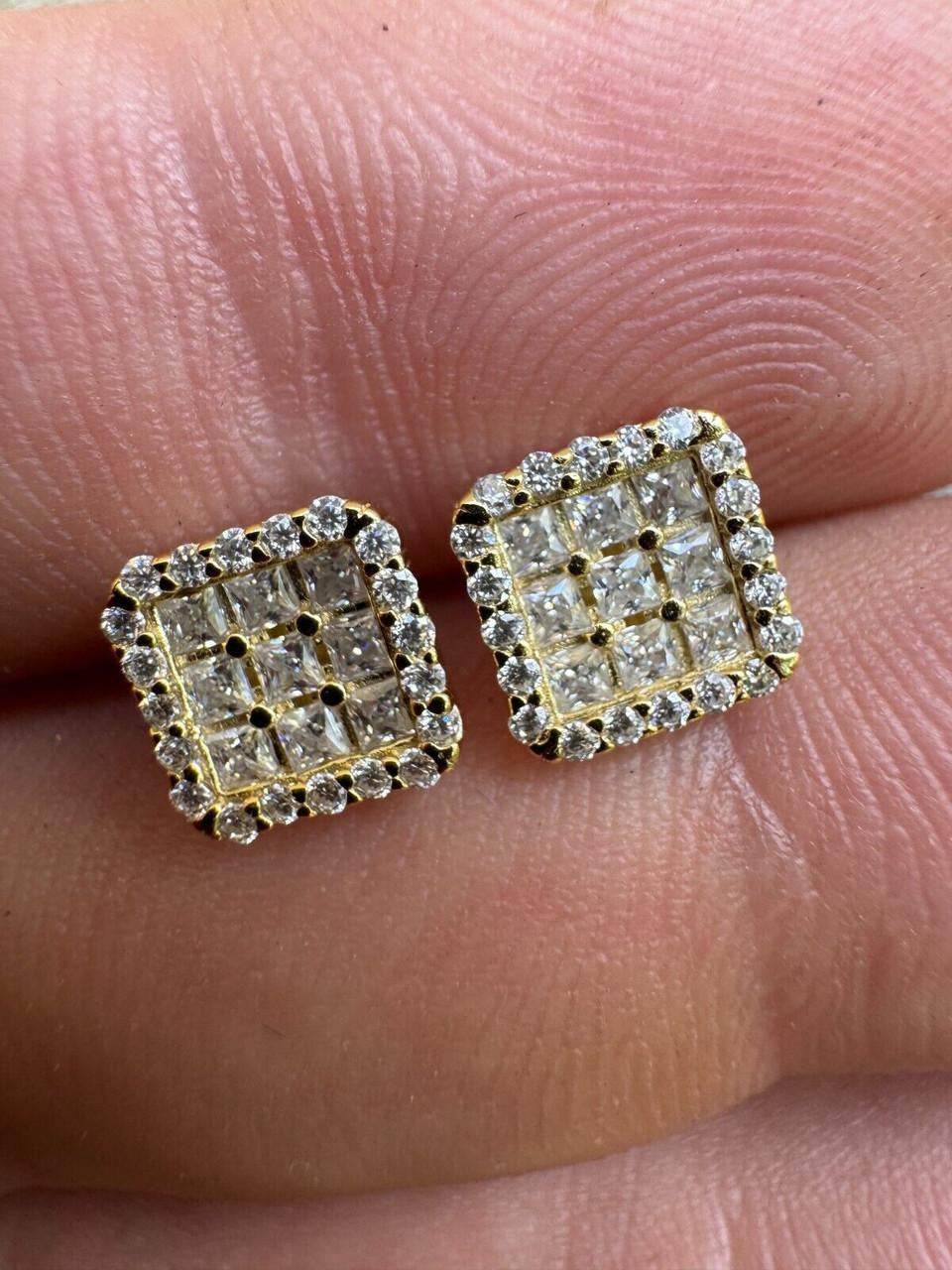 MOISSANITE Northern Ice Cartel Iced Out Earrings - 14k Gold Vermeil 925 Silver - 7mm