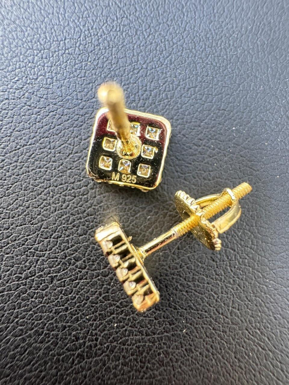 MOISSANITE Northern Ice Cartel Iced Out Earrings - 14k Gold Vermeil 925 Silver - 7mm