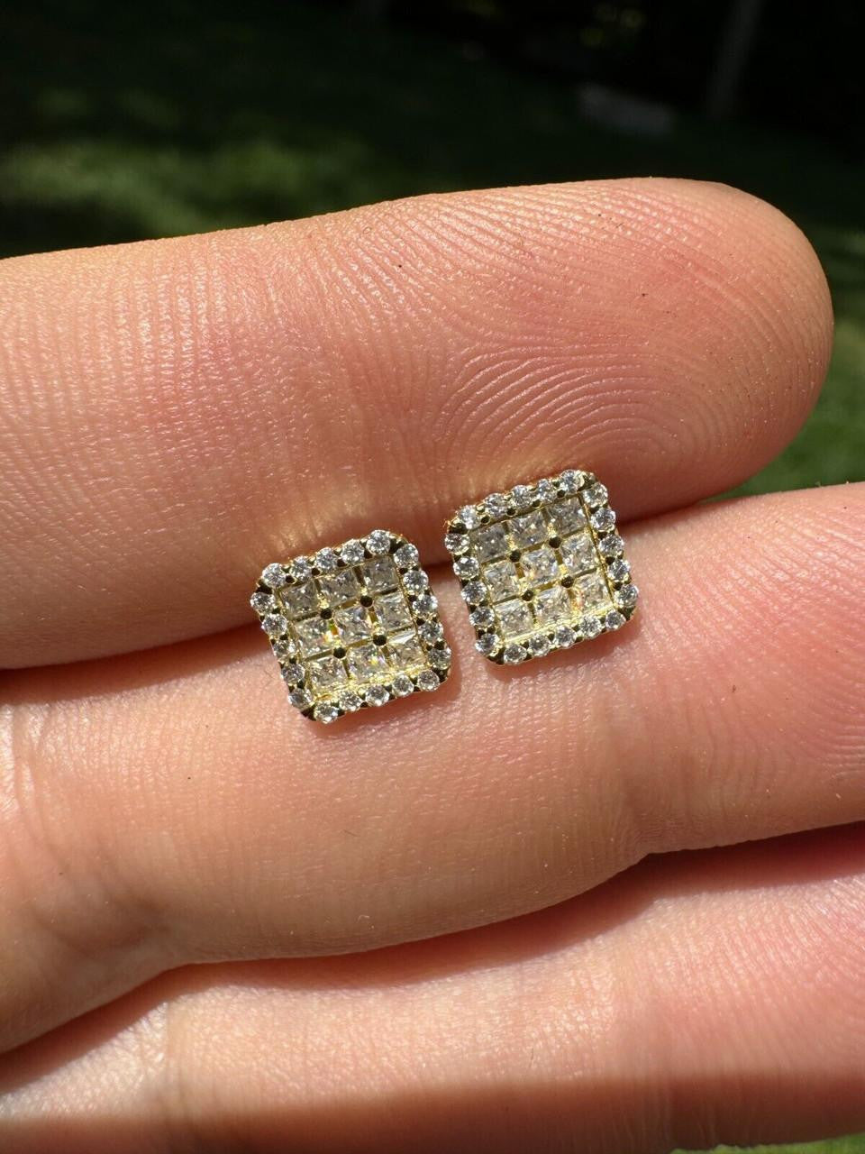 MOISSANITE Northern Ice Cartel Iced Out Earrings - 14k Gold Vermeil 925 Silver - 7mm