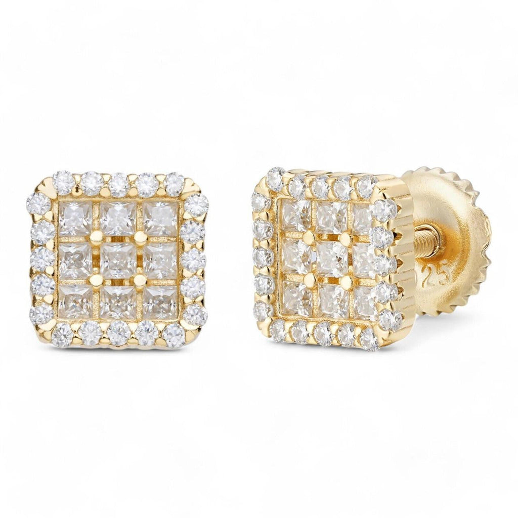 MOISSANITE Northern Ice Cartel Iced Out Earrings - 14k Gold Vermeil 925 Silver - 7mm