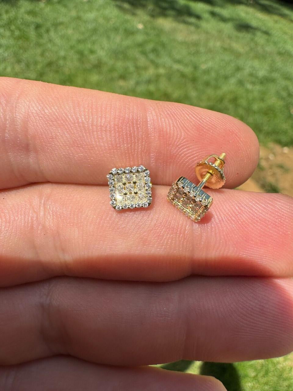MOISSANITE Northern Ice Cartel Iced Out Earrings - 14k Gold Vermeil 925 Silver - 7mm