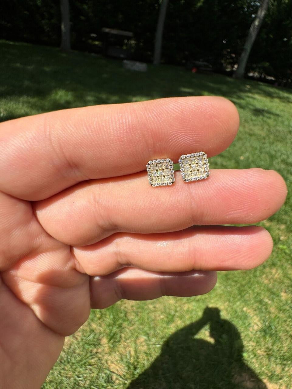 MOISSANITE Northern Ice Cartel Iced Out Earrings - 14k Gold Vermeil 925 Silver - 7mm
