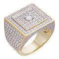 MOISSANITE Old School Square Cluster Iced Out Ring - 14k Gold Vermeil 925 Silver