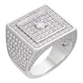 MOISSANITE Old School Square Cluster Iced Out Ring - 925 Silver