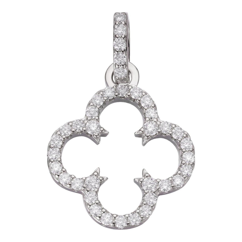 MOISSANITE Open Clover Flower Pendant - 925 Silver - 3 Sizes 0.75"-1.5"