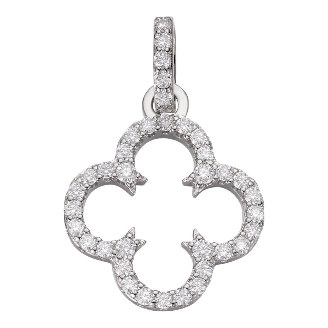 MOISSANITE Open Clover Flower Pendant - 925 Silver - 3 Sizes 0.75"-1.5"
