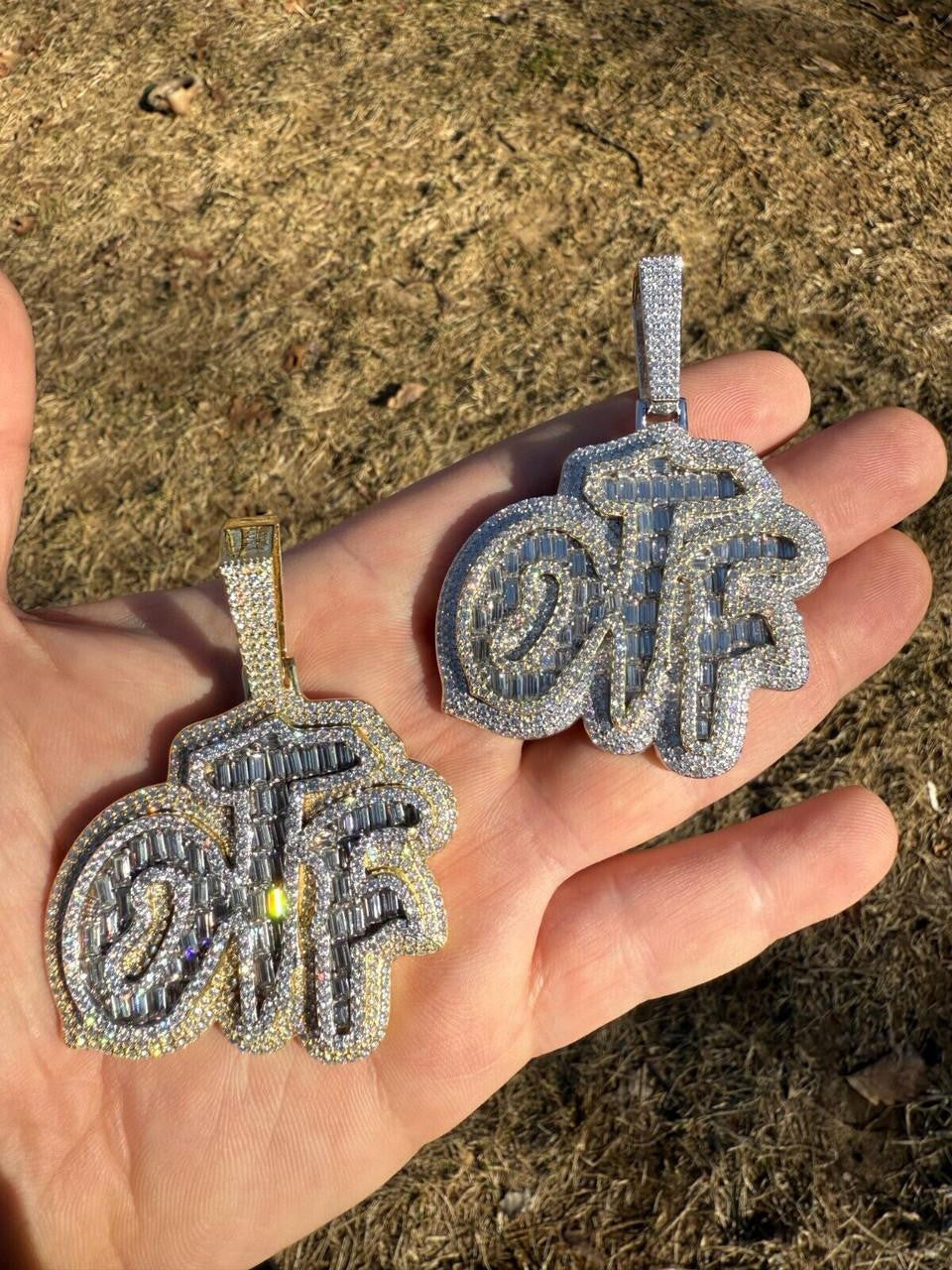 MOISSANITE OTF "Only The Family" Hip Hop Pendant - 14k Gold Vermeil Or 925 Silver - Large 2.75"