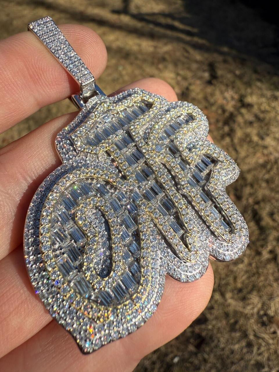 MOISSANITE OTF "Only The Family" Hip Hop Pendant - 14k Gold Vermeil Or 925 Silver - Large 2.75"