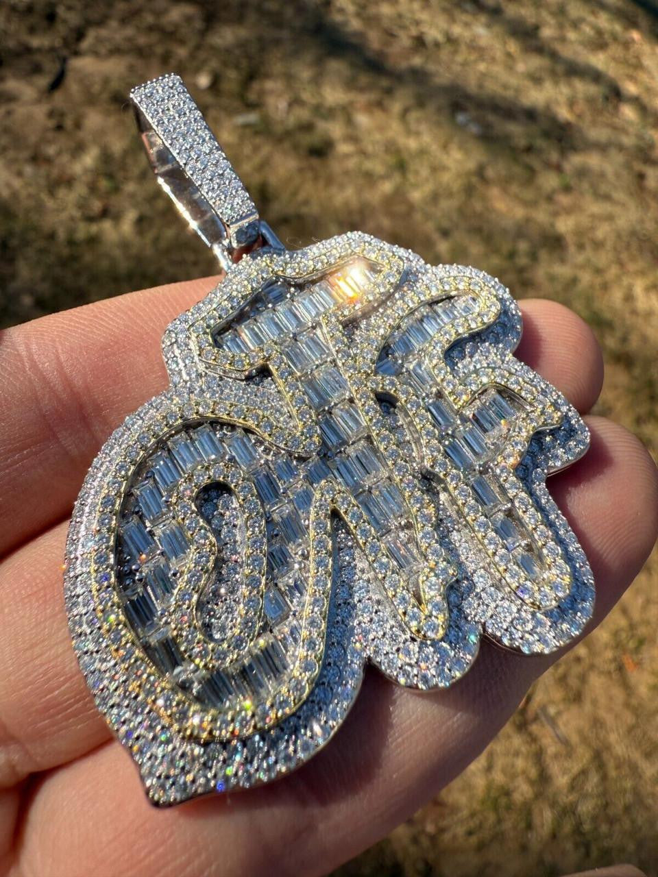 MOISSANITE OTF "Only The Family" Hip Hop Pendant - 14k Gold Vermeil Or 925 Silver - Large 2.75"