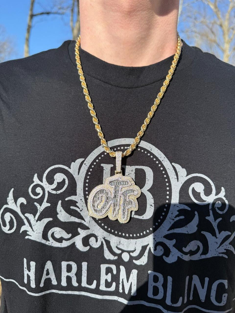 MOISSANITE OTF "Only The Family" Hip Hop Pendant - 14k Gold Vermeil Or 925 Silver - Large 2.75"