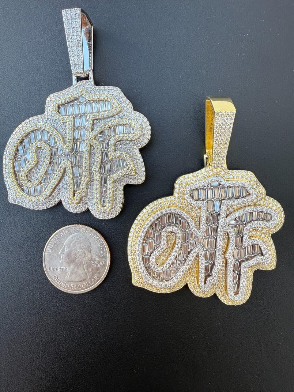 MOISSANITE OTF "Only The Family" Hip Hop Pendant - 14k Gold Vermeil Or 925 Silver - Large 2.75"