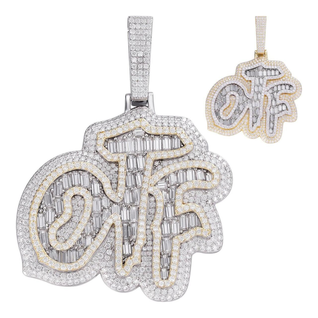 MOISSANITE OTF "Only The Family" Hip Hop Pendant - 14k Gold Vermeil Or 925 Silver - Large 2.75"