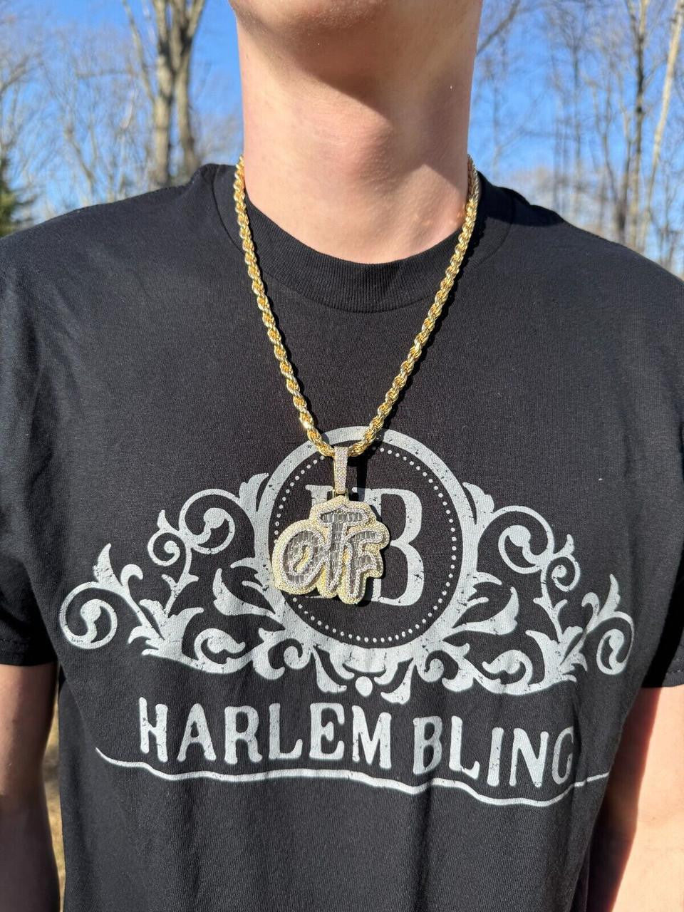 MOISSANITE OTF "Only The Family" Hip Hop Pendant - 14k Gold Vermeil Or 925 Silver - Large 2.75"