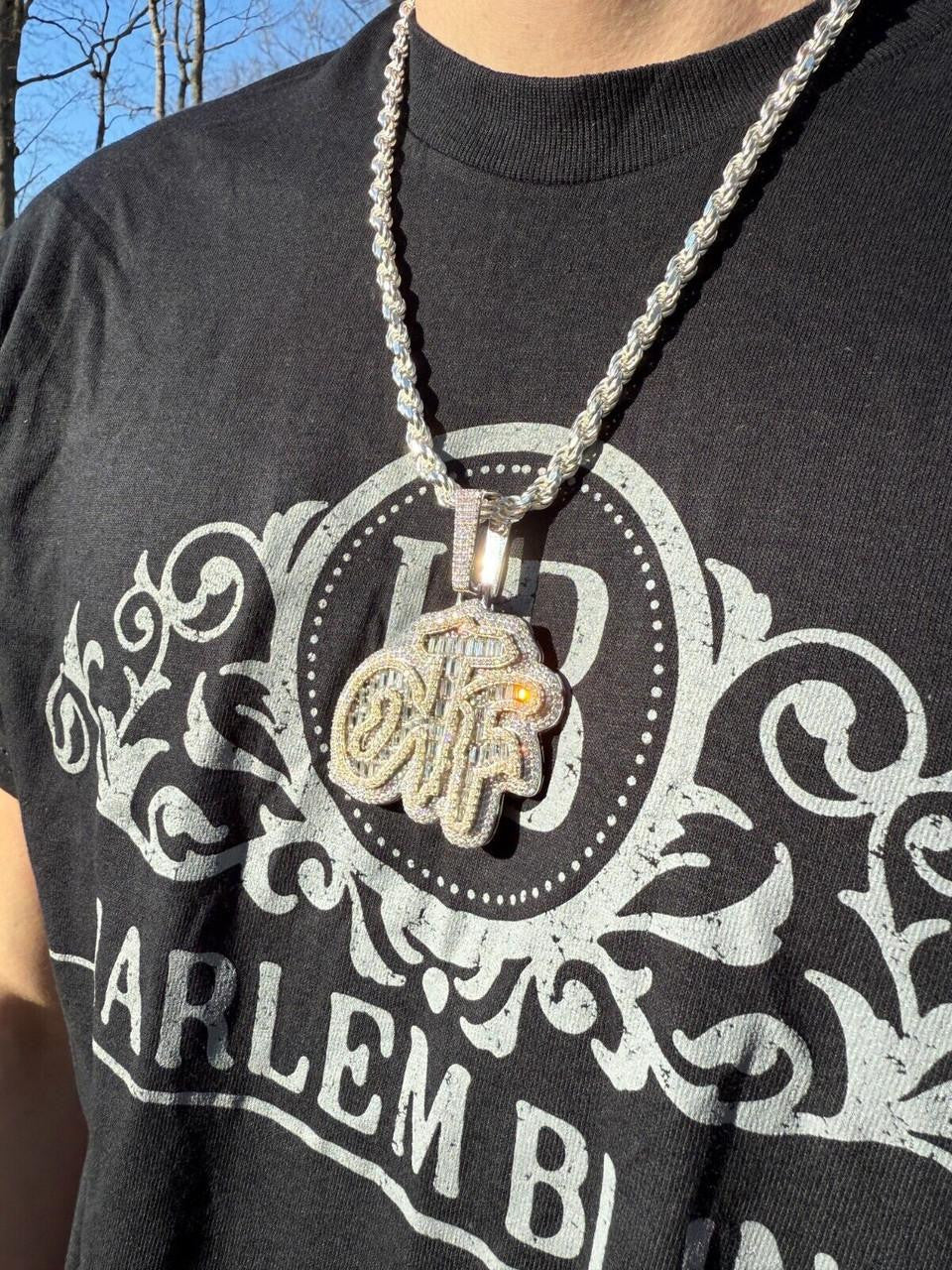 MOISSANITE OTF "Only The Family" Hip Hop Pendant - 14k Gold Vermeil Or 925 Silver - Large 2.75"