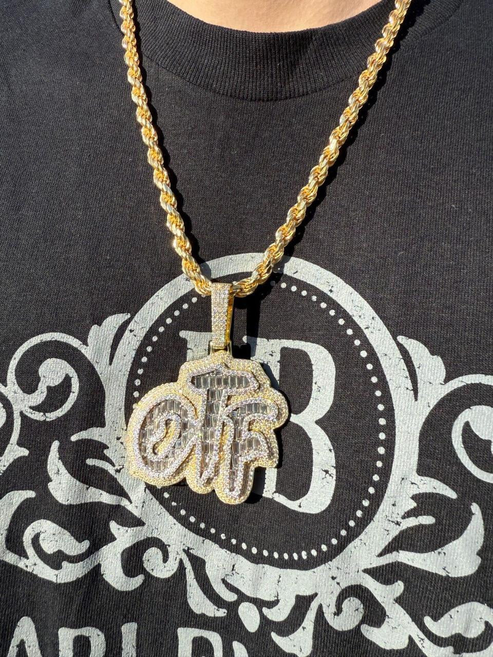 MOISSANITE OTF "Only The Family" Hip Hop Pendant - 14k Gold Vermeil Or 925 Silver - Large 2.75"