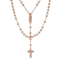 MOISSANITE Our Divine Mother Of Jesus Rosary Beads Necklace Iced Out - 14k Rose Gold Vermeil 925 Silver - 6mm - 30"