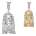 MOISSANITE Our Lady Of Sorrows Virgin Mary Pendant - 14k Yellow Gold Vermeil Or 925 Silver - Medium 1.75"
