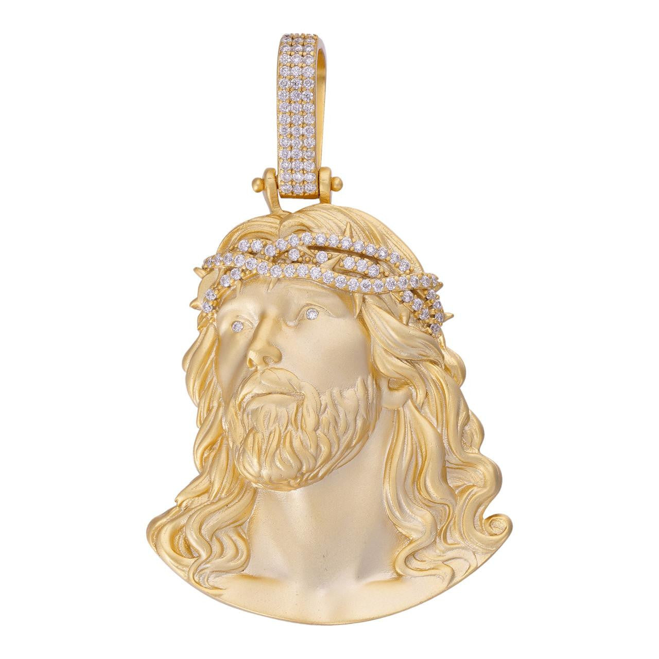 MOISSANITE Passion Of The Christ Jesus Pendant - 14k Gold Vermeil 925 Silver - 3 Sizes 1.5"-3"