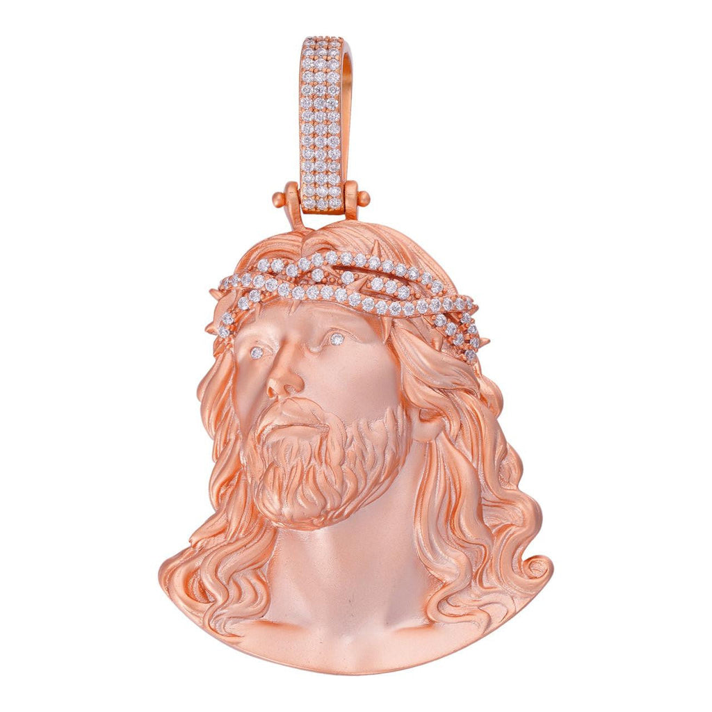 MOISSANITE Passion Of The Christ Jesus Pendant - 14k Rose Vermeil 925 Silver - 3 Sizes 1.5"-3"