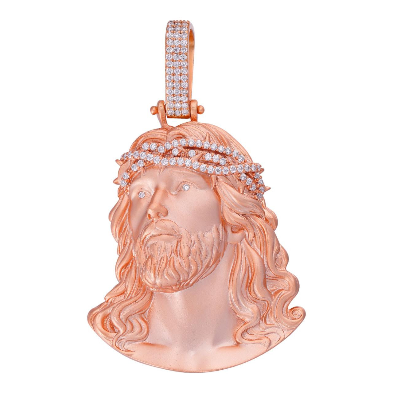 MOISSANITE Passion Of The Christ Jesus Pendant - 14k Rose Vermeil 925 Silver - 3 Sizes 1.5"-3"