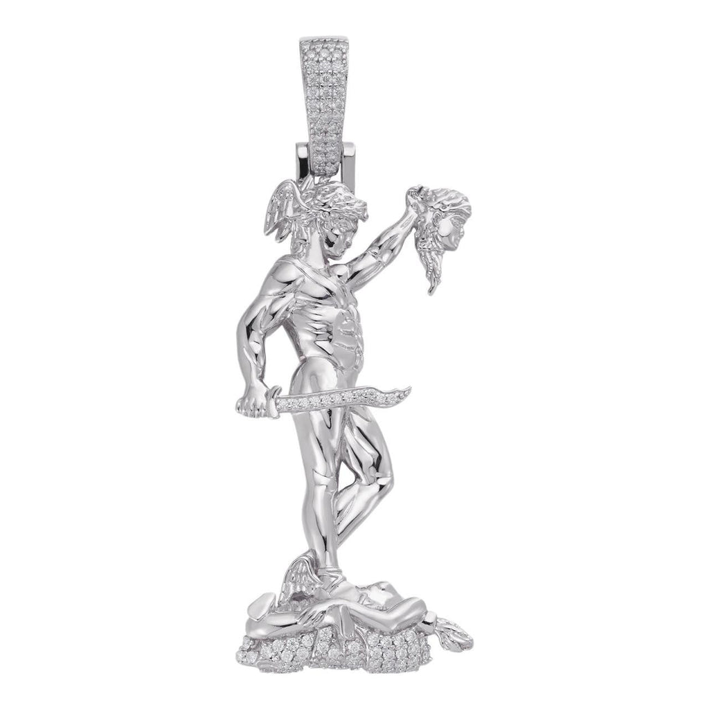 MOISSANITE Perseus W. Medusa Head Pendant - 925 Silver - 3 Sizes 1"-3"