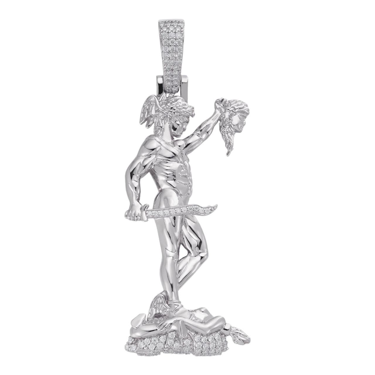 MOISSANITE Perseus W. Medusa Head Pendant - 925 Silver - 3 Sizes 1"-3"