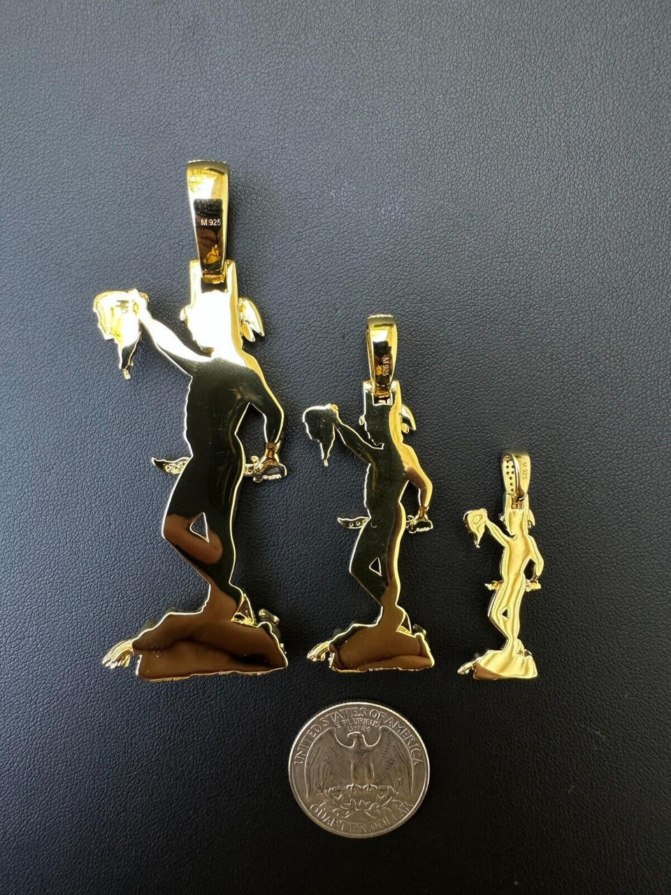 MOISSANITE Perseus W. Medusa Head Pendant - 14k Gold Vermeil 925 Silver - 3 Sizes 1"-3"